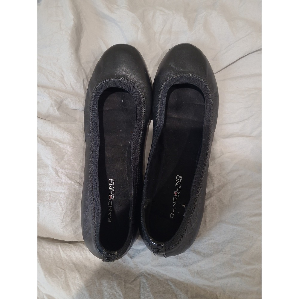 Bandolino Black Leather Ballet Flats Women's Size 9.5 minimalist comfort comfort